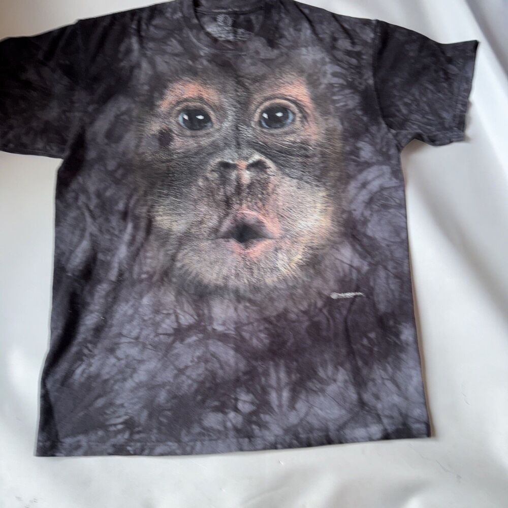 Monkey Tee Shirt Size Large Chimp Black Primate Ape 90s Y2K Nature The Mountain